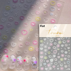 Flat Small Pink Brown Halo Dyeing Love Heart Geometric Leopard Shiny Jelly Chic Embossed Relief Nail Art Stickers Manicure Decal (Online Order Only)
