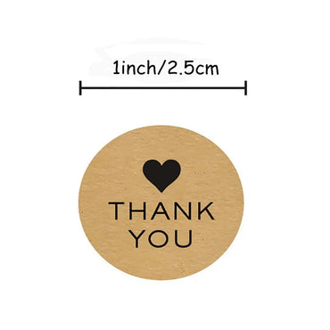 100-500pcs Kraft Paper Thank You Stickers With Heart Appreciation Tag Labels For Business Bag Seal Wedding Party Decoration (ONLINE ORDER ONLY)