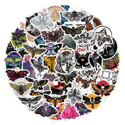 Dark Series Ghost Moth Horror Stickers for Phone, Laptop, Luggage, Skateboard - 10/30/60PCS (ONLINE ORDER ONLY)