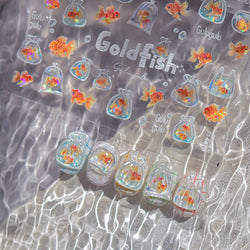 Sackful Starfish Goldfish Jellyfish Seahorse Bubbles Conch Ocean Whale Brocaded Carp Adhesive Nail Art Stickers Manicure Decals (ONLINE ORDER ONLY)