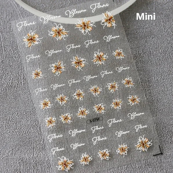Autumn Fall Maple Leaves Ginkgo Leaf Osmanthus Chrysanthemums Rabbit Bunny Plant Flower Relief Nail Art Sticker Decoration Decal (ONLINE ORDER ONLY)