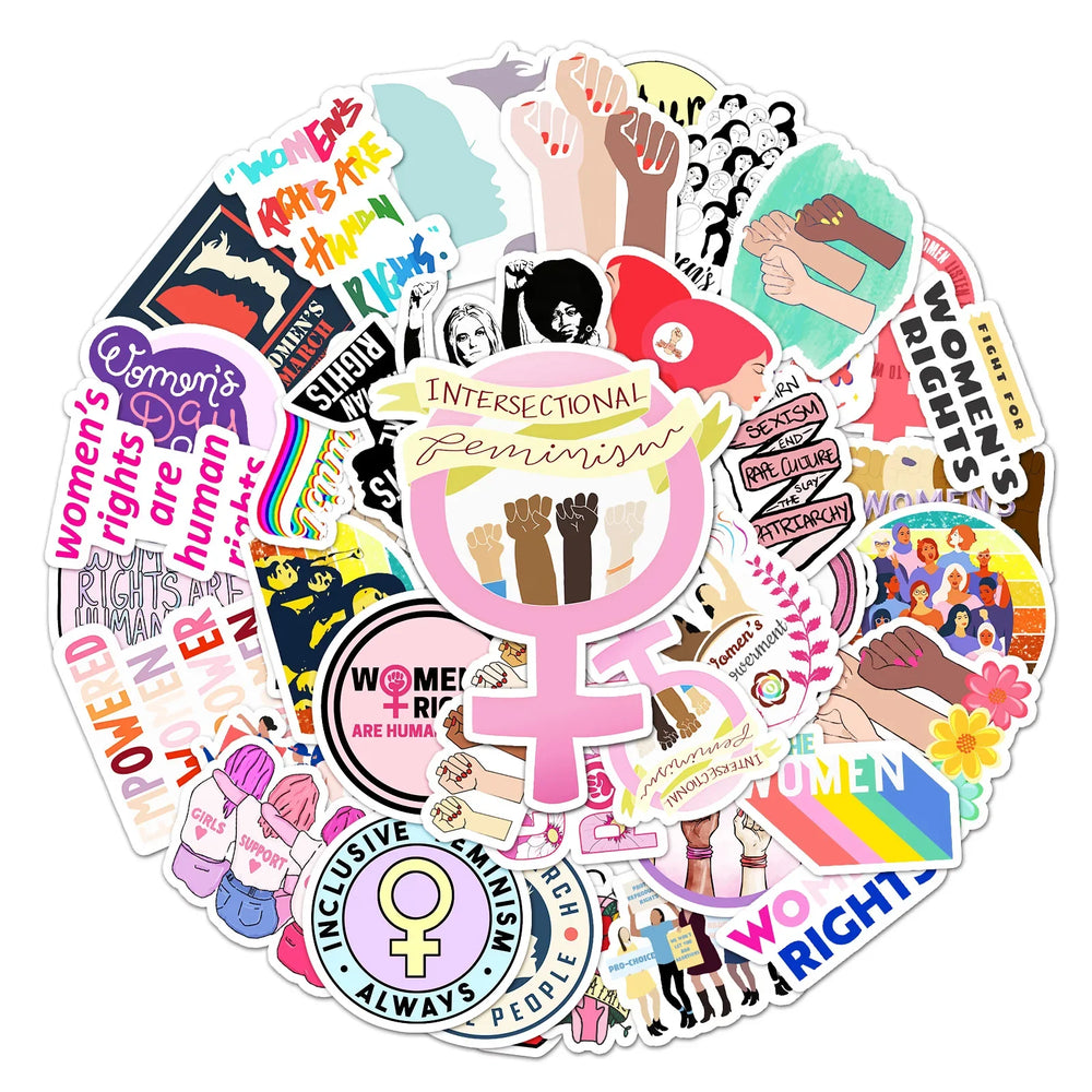 50pcs Women's Rights Cartoon Stickers for Helmet, Wall, DIY Decoration (Online Order Only)