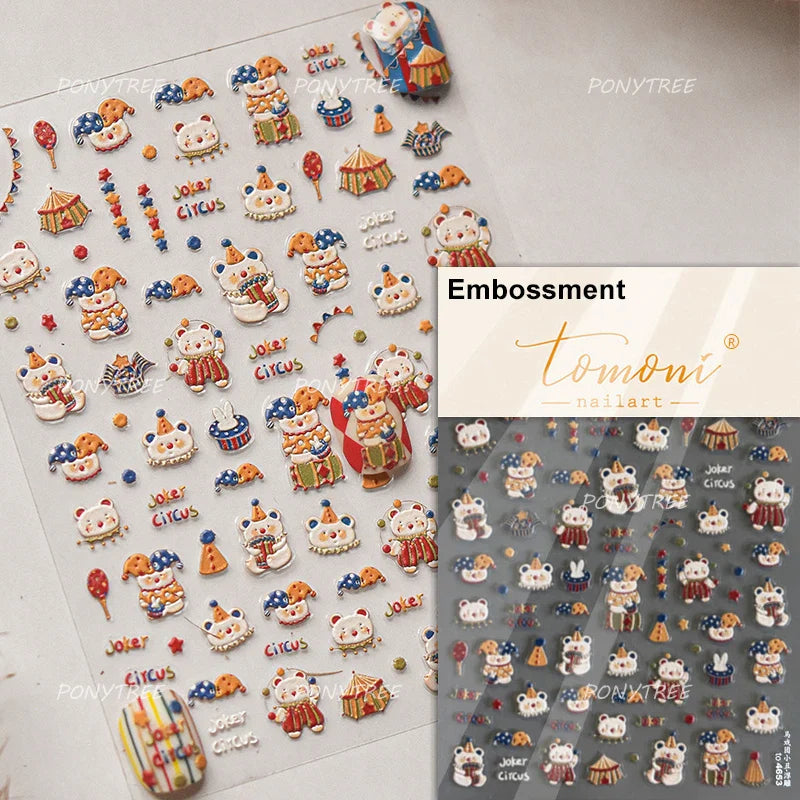 Bear Bowknot Bag Dessert Apple Core Earphone Cup Tulip Cherry Milk Cake Cookies Flower Adhesive Nail Art Stickers Manicure Decal (ONLINE ORDER ONLY)