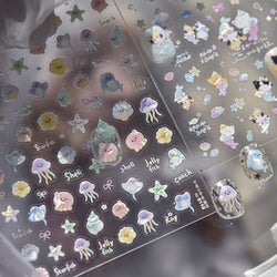 Ray Fish Shell  Conch Water Bubbles Octopus Starfish Mermaid Jellyfish Otter Dolphin Nail Art Decorations Sticker Manicure Decal (ONLINE ORDER ONLY)