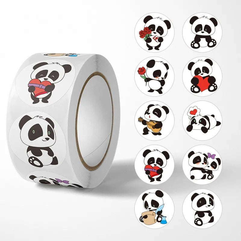 50-500pcs 1Inch Cartoon Cute Panda Sticker Children Reward Sticker Birthday/holiday Party Gift Packaging Sealing Decor Lables (ONLINE ORDER ONLY)