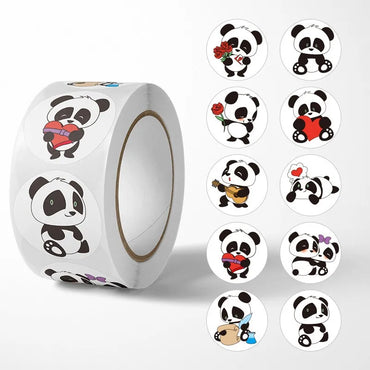 50-500pcs 1Inch Cartoon Cute Panda Sticker Children Reward Sticker Birthday/holiday Party Gift Packaging Sealing Decor Lables (ONLINE ORDER ONLY)