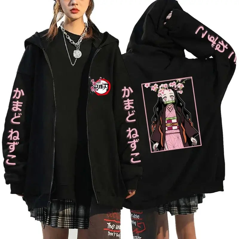 Demon Slayer Pattern Print Sweatshirt Harajuku Zipper Hoodie (ONLINE ORDER ONLY)