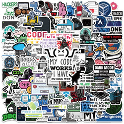 50/100pcs Funny Cartoon Hacker Engineer Stickers IT Programming Computer Sticker Luggage Guitar Phone Waterproof Vinyl Decals (Online Order Only)