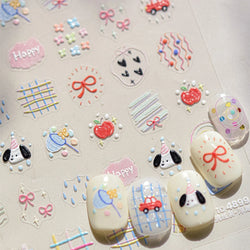 Graffiti Lines Apple Dog Car Bowknot Love Heart Flower Capture Net Grid Butterfly Rain Adhesive Nail Art Sticker Manicure Decals (ONLINE ORDER ONLY)