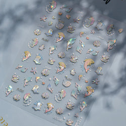 Colored Whale Seahorse Shell Crab Otter Pearl Oyster Starfish Ocean Dreamy Adhesive Nail Art Stickers Manicure Decals Wholesale (ONLINE ORDER ONLY)