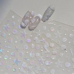Summer Beach Ocean Shell Starfish Clams Conch Stars Sea Bubble Seasnail Soft Relief Decoration Nail Art Stickers Manicure Decals (ONLINE ORDER ONLY)