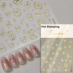 Charming Beautiful Black White Small Butterfly Flower Petal Love Heart Bowknot 5D Self Adhesive Nail Art Sticker Manicure Decals (Online Order Only)