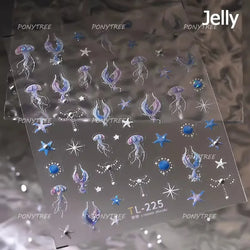 Ray Fish Shell  Conch Water Bubbles Octopus Starfish Mermaid Jellyfish Otter Dolphin Nail Art Decorations Sticker Manicure Decal (ONLINE ORDER ONLY)