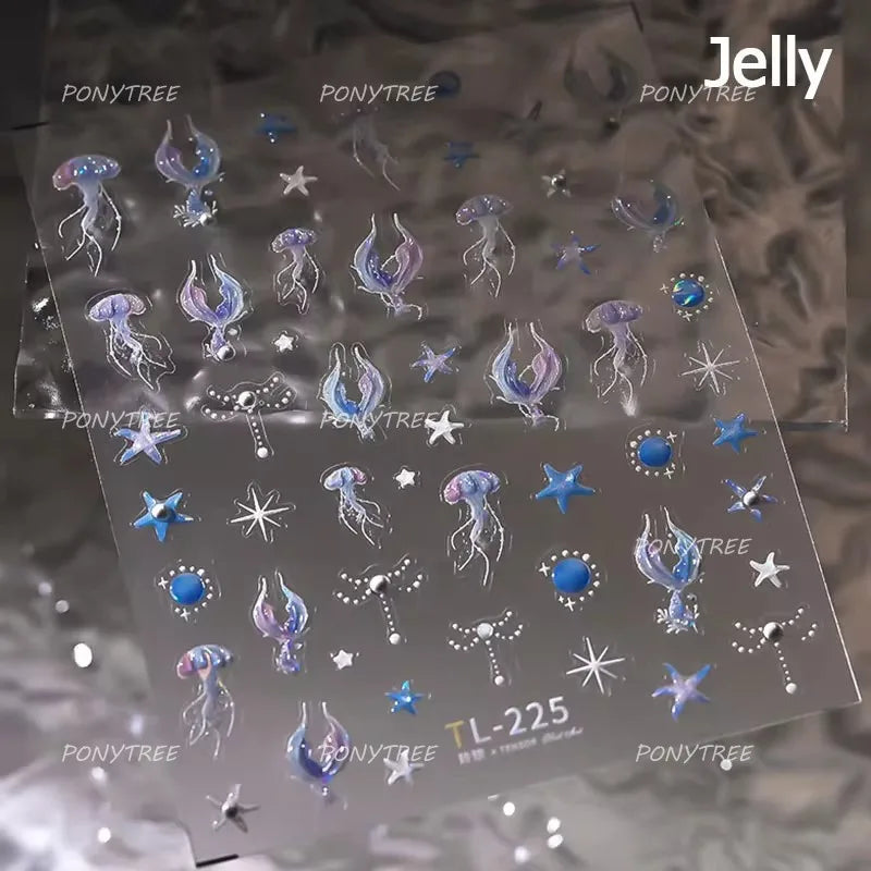 Colorful Bubbles Star Shiny Dreamy Glass Shards Flat 5D Soft Embossed Relief Self Adhesive Nail Art Sticker Chic Manicure Decal (ONLINE ORDER ONLY)