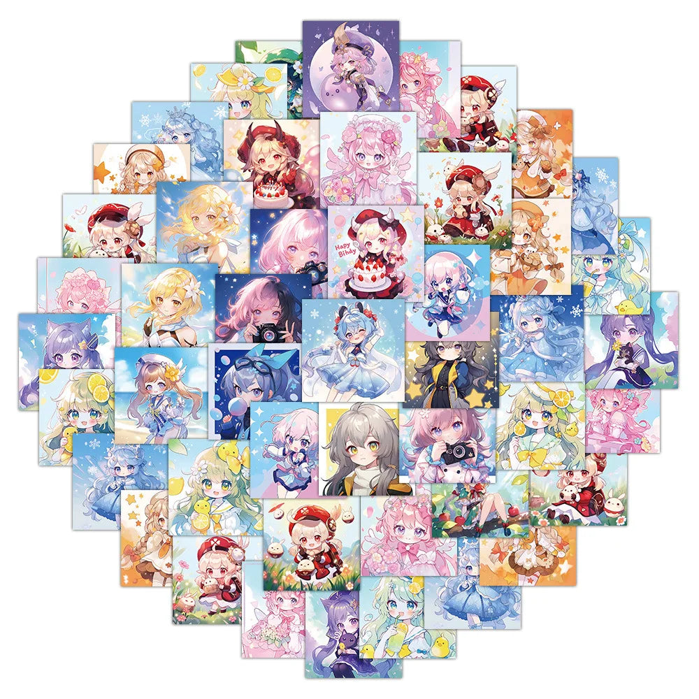 Anime Girl Stickers 10/30/60PCS for Phone Laptop Luggage Skateboard Decals (ONLINE ORDER ONLY)