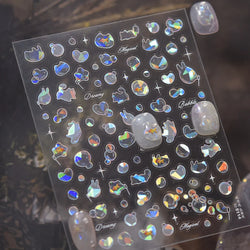 Blow Bubbles Goldfish Cat Kitten Water Love Heart Star Rabbit Bunny Self Adhesive Nail Art Decorations Stickers Manicure Decals (Online Order Only)