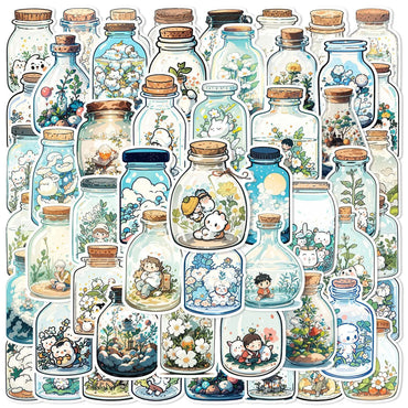 10/50PCS Japanese Style Bottle World Cartoon Stickers Aesthetic INS Decals DIY Laptop Phone Luggage Bike Guitar Kawaii Sticker (ONLINE ORDER ONLY)
