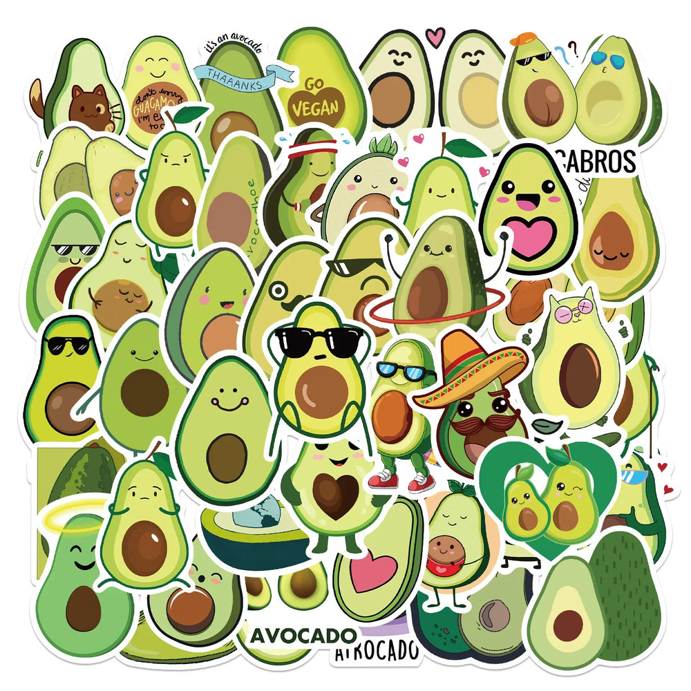 50pcs Avocado Graffiti Stickers for Helmet, Desktop, Wall Decoration (Online Order Only)
