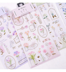 2pcs Japanese Cute Bear Strawberry Flower Landscaping Stickers Scrapbooking Junk Journal Planner Collage Material Stationery (ONLINE ORDER ONLY)