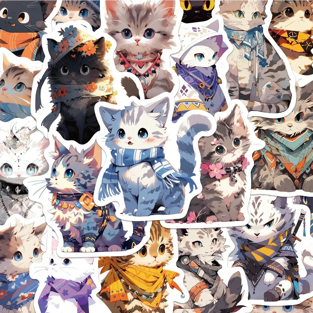 Kawaii Cat Stickers Pack - Cute Cartoon Decals for Laptop, Phone, Diary, Kids Gift (ONLINE ORDER ONLY)