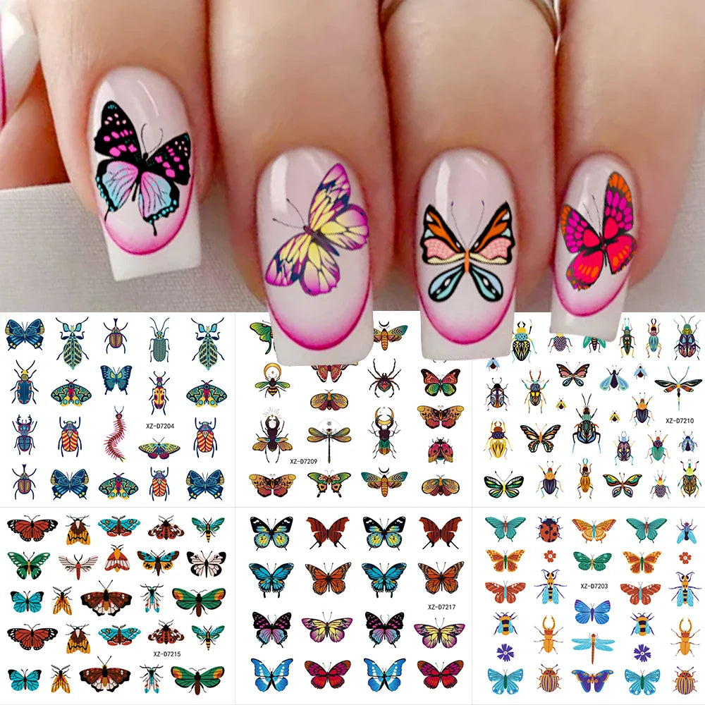 30pcs/Set Y2K 3D Cute Insect Nail Stickers Chic Dragonfly Spider Insect Butterfly Design Sliders Ladybug Beetle Manicure Decals* (Online Order Only)