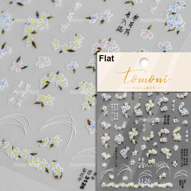 Chic Begonia Flower Miss-grass Pink Gradient Cherry-apple Tree Leaves Peach Blossom Adhesive Nail Art Spring Nail Stickers Decal (ONLINE ORDER ONLY)