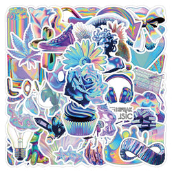 10/30/53pcs Cute VSCO Holographic Laser Cartoon Stickers DIY Motorcycle Laptop Phone Luggage Fridge Decoration Sticker Kids Toys (ONLINE ORDER ONLY)