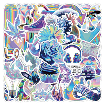 10/30/53pcs Cute VSCO Holographic Laser Cartoon Stickers DIY Motorcycle Laptop Phone Luggage Fridge Decoration Sticker Kids Toys (ONLINE ORDER ONLY)