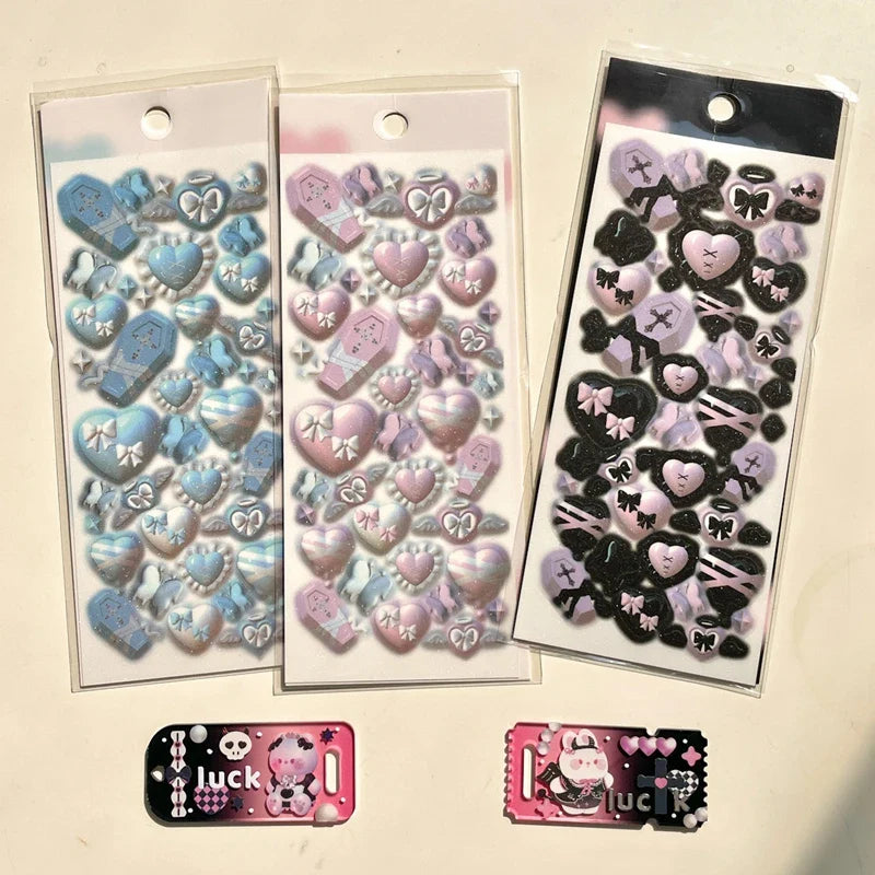 Asia Sweet Style 3D Love Heart Stickers Hand Account Idol Card DIY Material Decorative Sticker Personalized Kawaii Stationery (ONLINE ORDER ONLY)