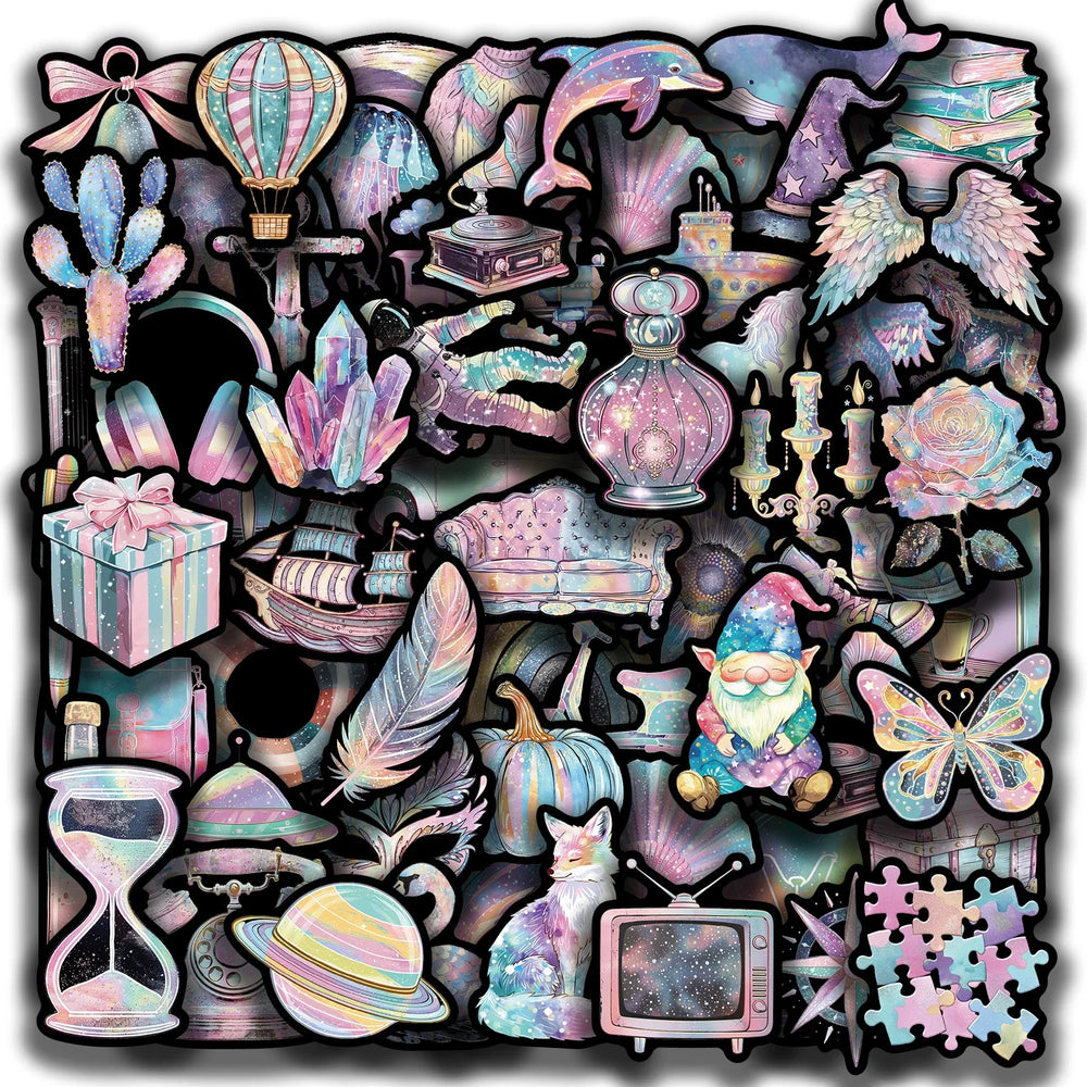 60PCS Colorful Shoes Shells Schoolbags Aesthetics Sticker Waterproof Cartoon Sticker For Desk Refrigerator Computer Phone (Online Order Only)