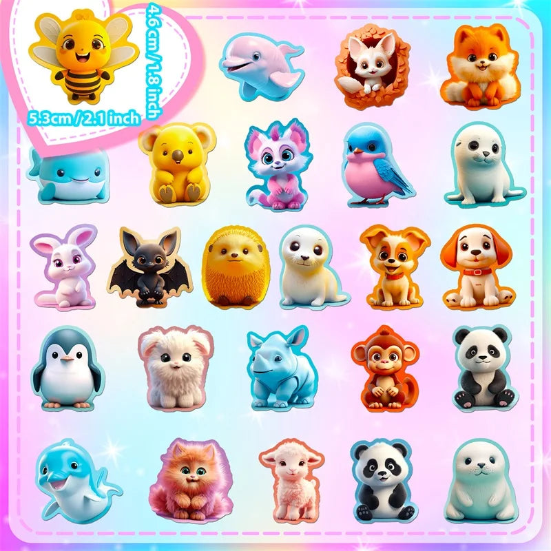 10/30/50PCS Cute 3D Cartoon Animal PVC Sticker Aesthetic Chidlren's Stationery Decoration Scrapbooking School Supplies for Kids (ONLINE ORDER ONLY)
