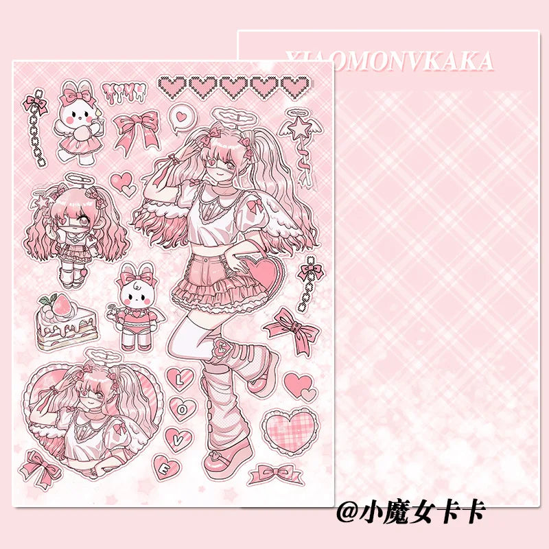 Sweet Cute Skateboard Girl Stickers Diary Scrapbooking DIY Album Decoration Sticker Aesthetic Personalized Kawaii Stationery (Online Order Only)