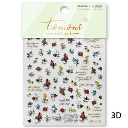 Red Plum Blossom Flower Chinese 3D Self Adhesive Nail Art Decoration Stickers Cheongsam Iris Lily Lotus Vase 5D Manicure Decals (ONLINE ORDER ONLY)