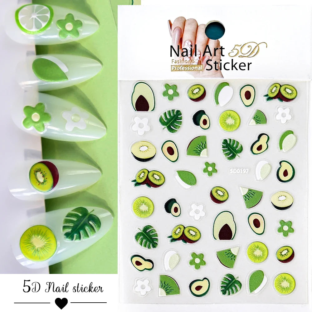 1Pc Sweet Cute Fresh Red Cherry Pattern Nail Stickers Self Adhesive Fruit Design Decals Women & Girls Homemade Manicure Supplies (ONLINE ORDER ONLY)