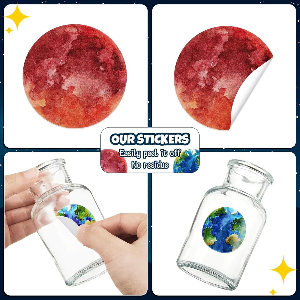 100-500pcs Children Reward Stickers Space Planet Label School Teacher Reward Student Scrapbooking Stationery Diaries Sticker (Online Order Only)