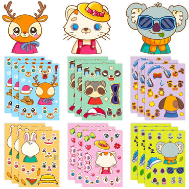 Cute Animal Face Puzzle Stickers - Cat & Elephant Jigsaw for Kids (ONLINE ORDER ONLY)