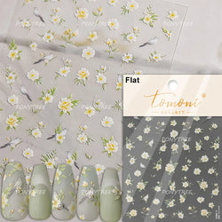 Rural Style White Daisy Flower Butterfly Small Wildflowers 5D Soft Embossed Relief Adhesive Nail Art Stickers 3D Manicure Decals (ONLINE ORDER ONLY)