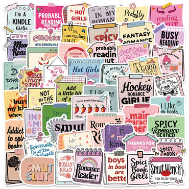 50pcs Funny Cartoon Reading Book Note Stickers Bookish Sticker For Luggage Laptop Guitar Phone Waterproof Vinyl Decals (ONLINE ORDER ONLY)