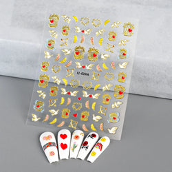 1PC Holographic Laser Heart Nail Stickers-3D Self-Adhesive Golden White Valentines Day Nail Decals For Women Nail Art Decoration (ONLINE ORDER ONLY)
