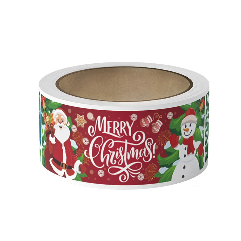120pcs/roll Merry Christmas Stickers Rectangle Holiday Decorative Labels Decals Christmas for Business Package Gift Wrapping (ONLINE ORDER ONLY)