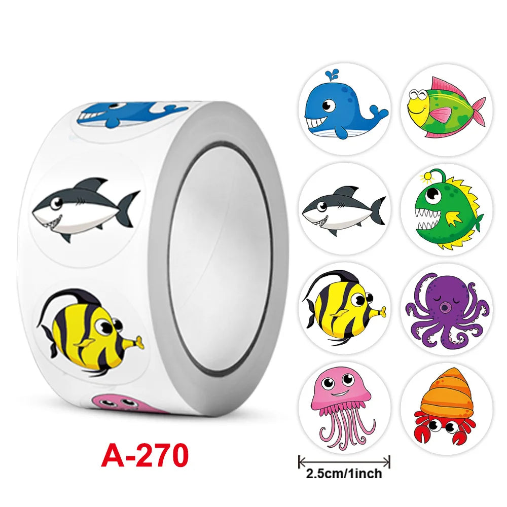 50-500pcs Cute Cartoon Marine Animal Stickers Children Reward Label Encouragement Scrapbooking Decoration Stationery Sticker (ONLINE ORDER ONLY)