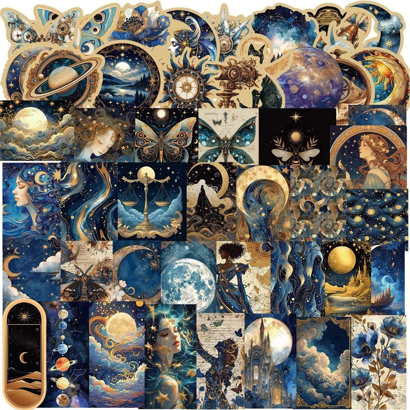 50PCS Gorgeous Universe PVC Sticker Aesthetic DIY Children's Decoration Scrapbooking Stationery Hand Accounting Tool Supplies (ONLINE ORDER ONLY)