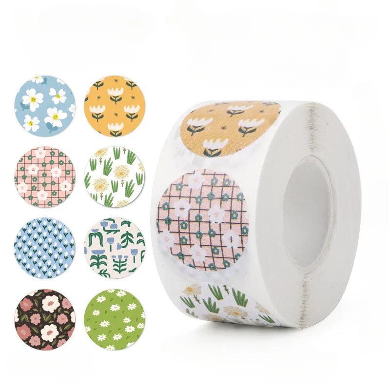 1-Inch Floral Sealing Stickers 100-500 Pcs Scrapbooking Party Decorations Gift Labels (ONLINE ORDER ONLY)