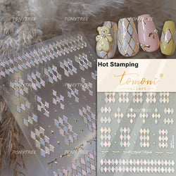 Geometric Grid Square Butterfly Snow Star Metal Self Adhesive Nail Art Sticker Snowflake Rhinestone Manicure Decal Nail Supplies (ONLINE ORDER ONLY)