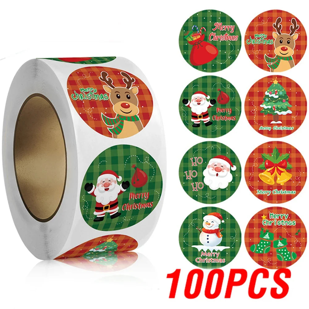 100-500pcs Merry Christmas Stickers Christmas Theme Seal Labels Stickers For DIY Gift Baking Package Envelope Stationery (ONLINE ORDER ONLY)