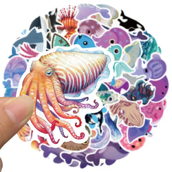 50pcs Cute Cartoon Ocean Series Animals Stickers For Luggage Laptop Guitar Skateboard Decor Waterproof Graffiti Car Decals (ONLINE ORDER ONLY)
