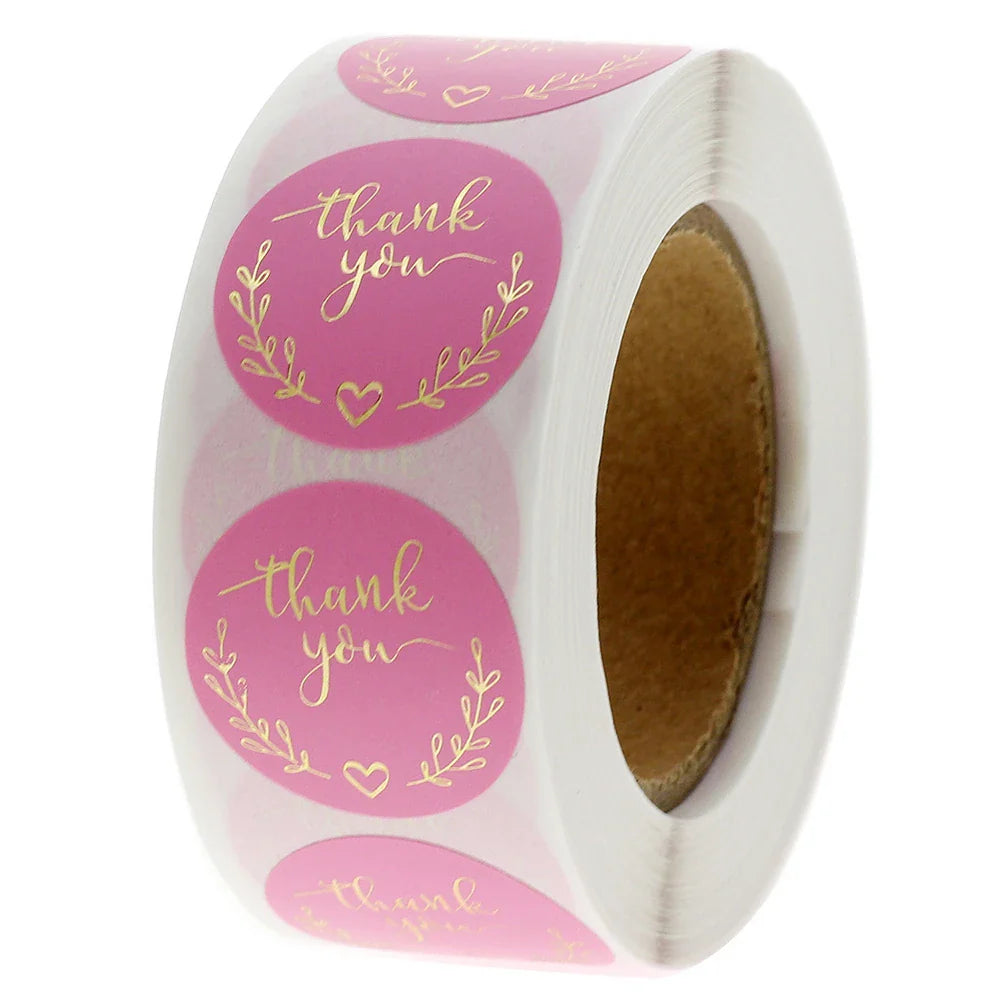 500pcs/roll Flowers Thank You Sticker Labels Round Reward Stickers Wedding Party Decor Envelope Seals Stickers Stationery (ONLINE ORDER ONLY)