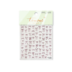 Chic Red Bowknot Silk Ribbon Pearl Elegant Line Self Adhesive Nail Art Stickers Dressy Rhinestone Manicure Decals Nail Supplies (Online Order Only)