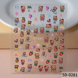 1pc 5D Pink/Black Hello Kitty Nail Art Stickers Anime Cartoon Japanese Cartoon KT Cat Manicure Decal Luxury DIY Nail Accessories (ONLINE ORDER ONLY)