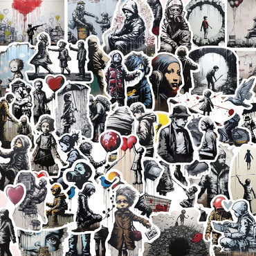 10/30/50pcs Cool Banksy Street Art Graffiti Stickers Cartoon Decals Laptop Scrapbook Phone Suitcase Car Waterproof Sticker Toys (ONLINE ORDER ONLY)